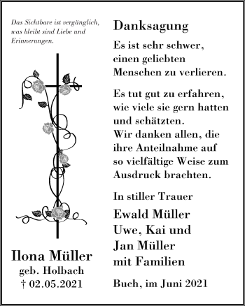 Traueranzeige von Ilona Müller von Rhein-Lahn-Zeitung