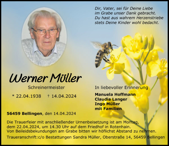 Traueranzeige von Werner Müller von Westerwälder Zeitung